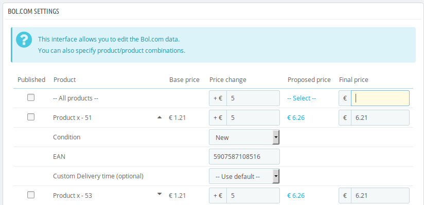 Edit bol.com product